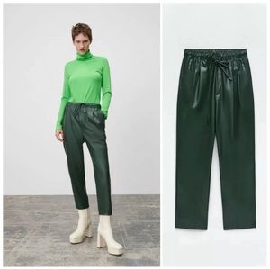 Zara green leather pants